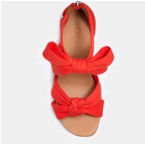 UGG Yarrow Sz 7 Orange Wedge Heel Open Sandal Casual Straps Open Toe Zipper EUC - Picture 3 of 16